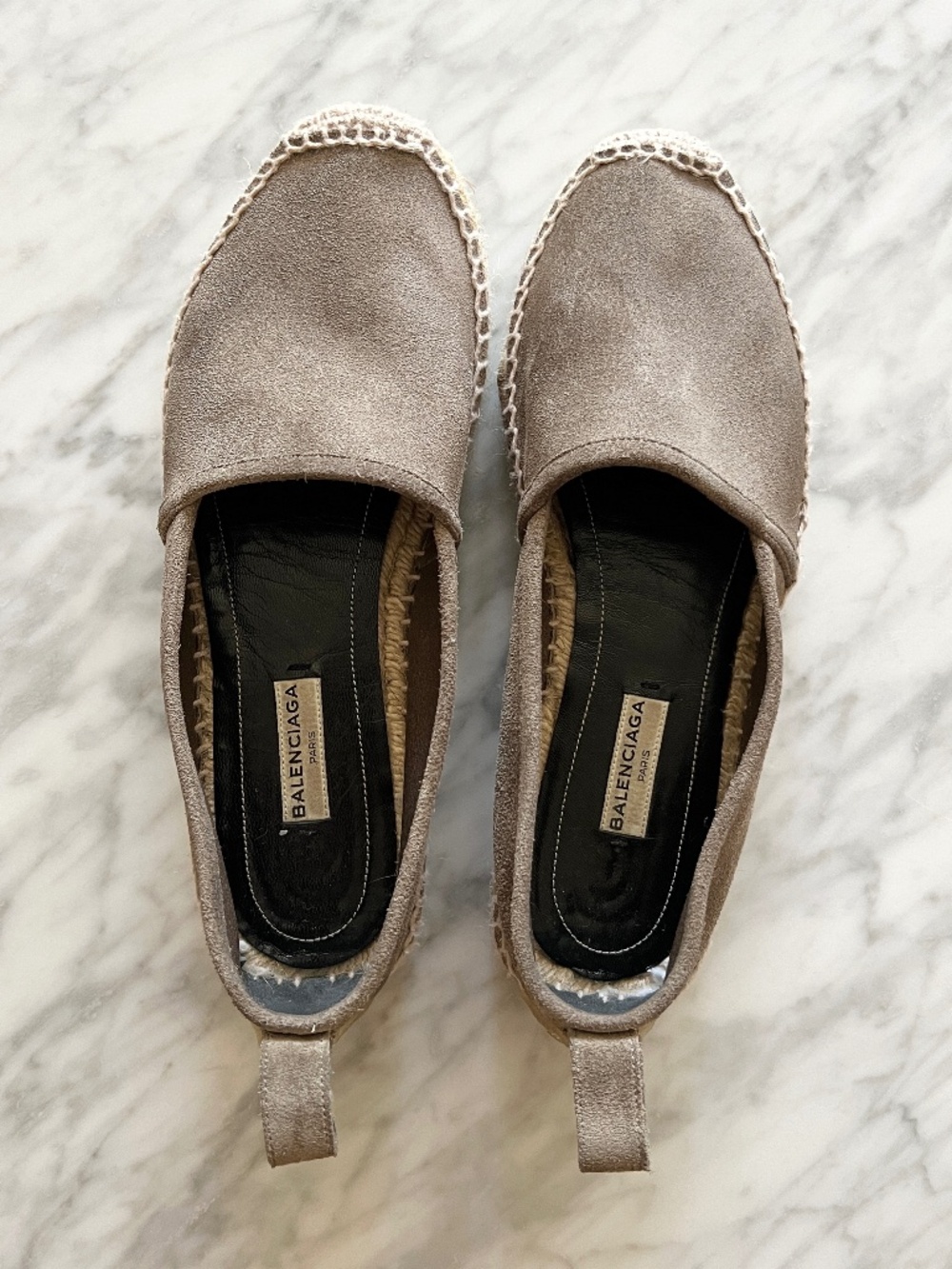 Balenciaga Suede Espadrille Flats Gray Taupe Shoes EU 37